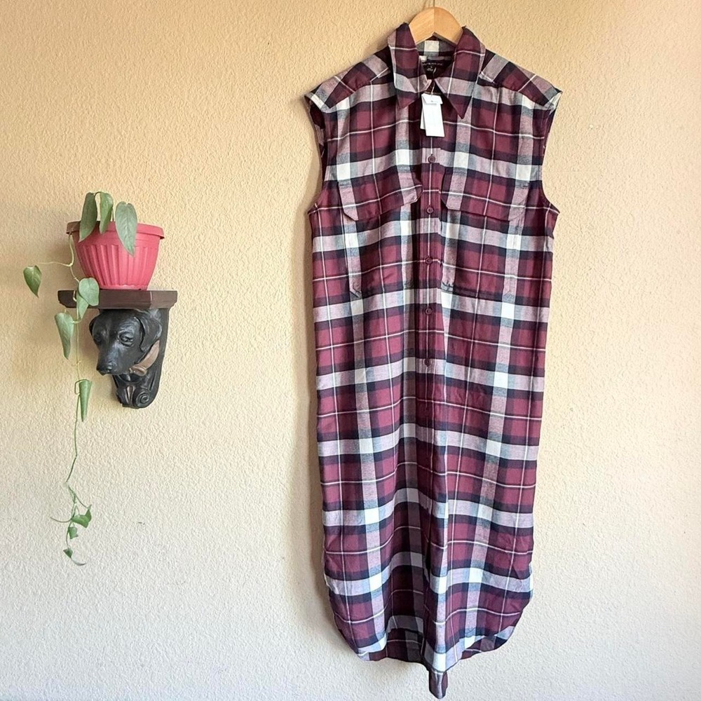Banana Republic flannel grunge plaid 90s style shirt dress